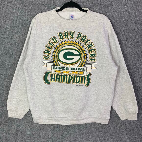 VTG LOGO 7 1996 Green Bay Packer‎ Champions Super Bowl Sweatshirt Gray  L USA - Picture 1 of 9